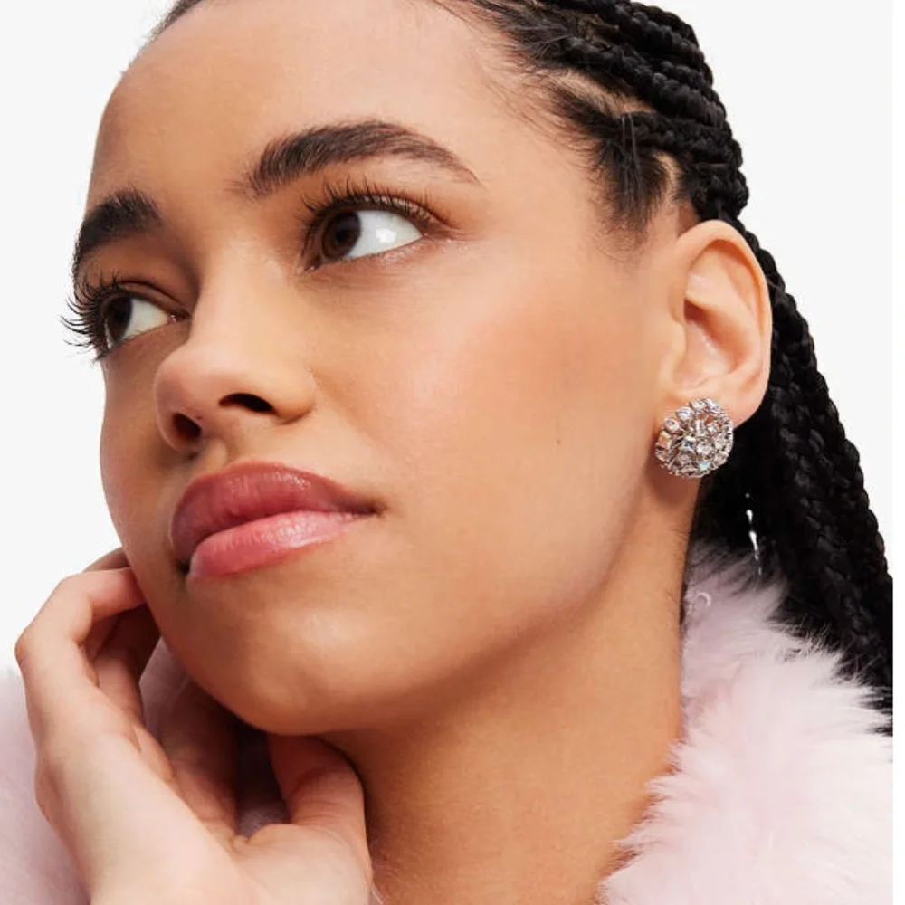 KATE SPADE • Beaming Bright Silver Clear Crystal Earrings